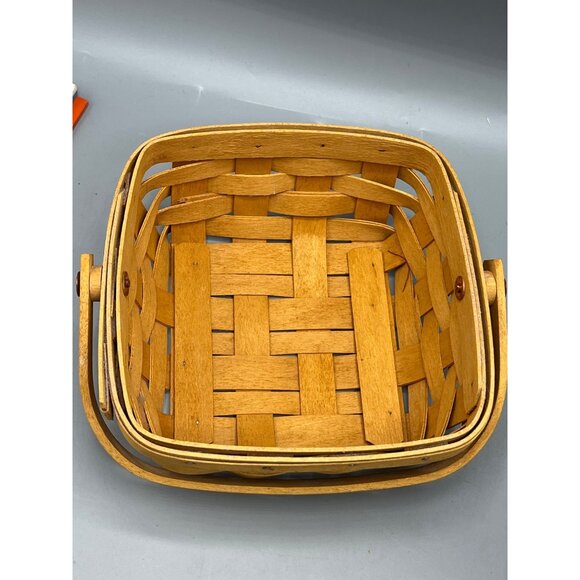 Longaberger 6" Handwoven Handled Basket With Fabric Liner & Plastic Protector - Picture 8 of 9
